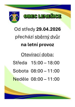 Sběrný dvůr - letní otevírací doba